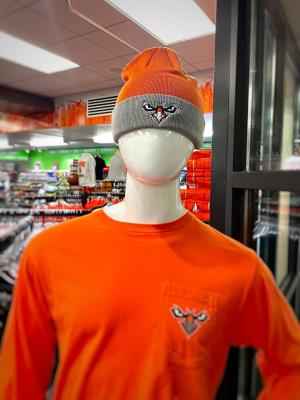 Image of GRAY ORANGE WARHAWK EYES BEANIE