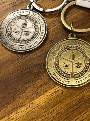 Image of AUM SEAL KEYCHAIN SILVER